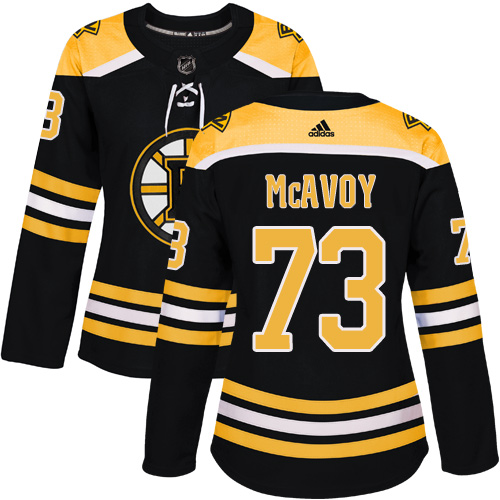 Adidas Bruins #73 Charlie McAvoy Black Home Authentic Women's Stitched NHL Jersey